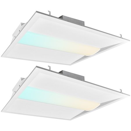 LUXRITE 2x2 FT Square LED Troffer Lights 3 CCT 3500K-5000K 20/30/40W 2500/3750/5000LM 0-10V Dimmable 2-Pack LR25136-2PK